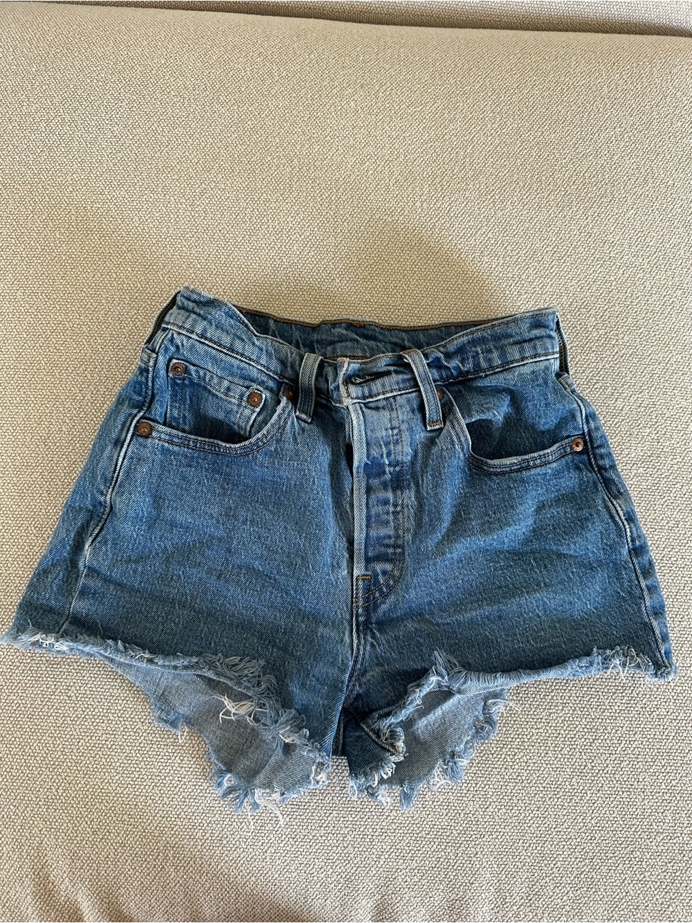 Levi's 501 Women’s High-Waist Frayed Denim Shorts - Blue